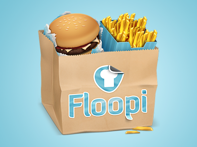 Client Icon#1 bag burger food fries icon logo paper sticker umbrella