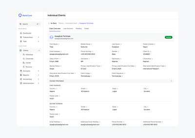 Individual Client UI - Core Banking Application. design fintech ui ui design ux ux design