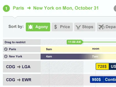 Hipmunk Redesign arial bars green grey hipmunk icons travel