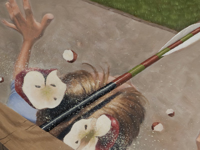 William Tell apple illustration oil painting