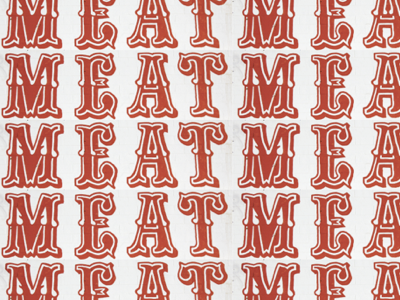 MEAT decorative fancy meat pattern red serif typography white yummy