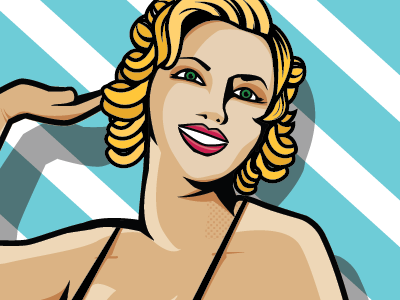 Girl halftone illustrator pinup pop art