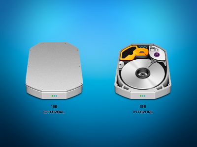 Vekron HDDs apple design external icon icons internal mac metal pixel set silver