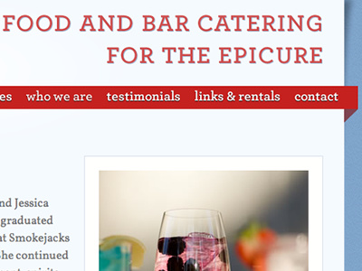 Catering website archer blue food website red white