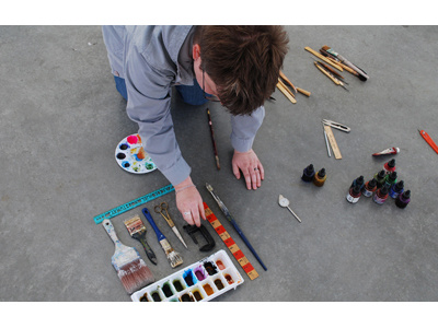 setting up the shot art supplies photo shoot playing
