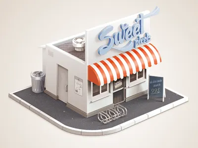 Sweet pixels icon building caffe icon sweet