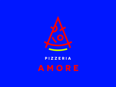 Pizzeria Amore Logos a logo amore blue food food logo graphic design icon identity logo logo mark logotype monogram pizza pizza slice pizzeria pizzeria logo red symbol wordmark yellow