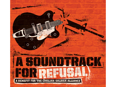 Civilian Soldier Alliance / Soundtrack For Refusal album cover album cover brick wall bricks broken guitar carlos vigil civilian soldier alliance civsol gun barrel orange soundtrack for refusal srd super rad super rad design texture