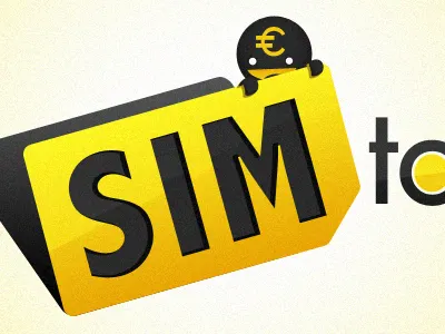 SIMtotaal black logo mascot mobile phone sim total website yellow