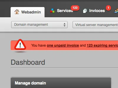 Domain administration buttonsshit interface ui