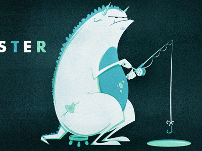 Monster fishing blue green illustration monster