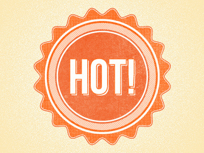 Hot! badge icon noise orange retro texture