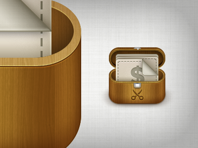 New App Icon app coupons icon scissors wood