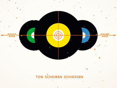 TON SCHEIBEN SCHIESSEN arrow black blue green illustration records stereo vinyl yellow