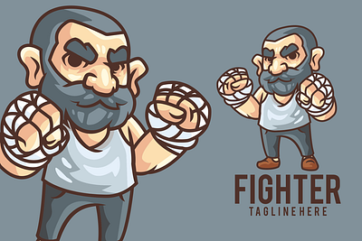 Old Fighter beard cartoon character design fighter graphic graphic design illustration illustrator logo street