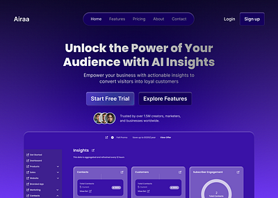 AI insights website landing page design ai blue design designing figma landing page ui ux website design