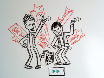 80s Punk Kids character design illustration whiteboard