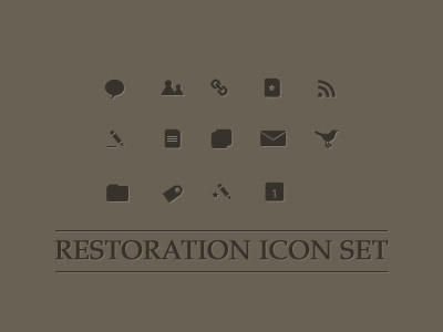 Restoration Theme Icons blogging brown icons mono wordpress