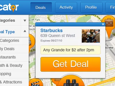 New Deal Finding Map App button map pop up navigation sort