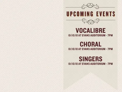 Upcoming Events flag tan upcoming