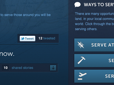 Serve Others Page blue buttons ui