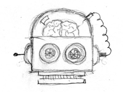 Bot brain fun illustration robot rough sketch