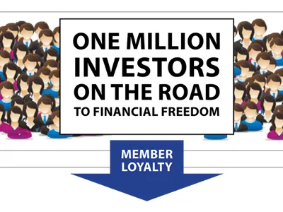 One Million Investors on the Road arrow infographic tagline
