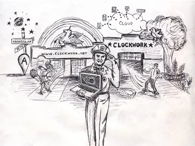 Sketch for Mural at Clockwork clockwork mural pegacorn rainbow service station sketch