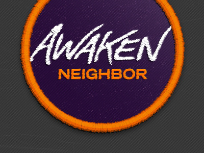 Awaken Neighbor Logo Idea logo orange patch purple texture