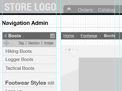 Nav edit ecommerce navigation ui wireframe