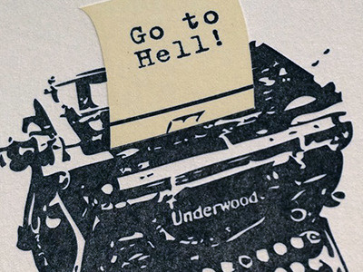Go to hell! design greeting card letterpress