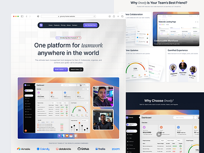 Groovly - SaaS Team Management Business app dashboard dashboard app framer framer design landing page landing page framer project management saas saas business saas startup team management template framer ui