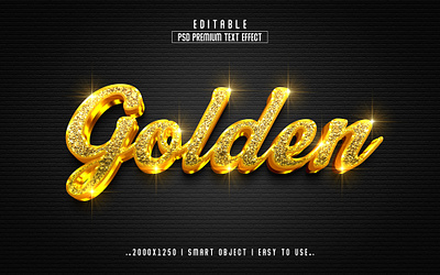 Golden'' Editable PSD Text Effect Style 3d actuion brand effect gold golden 3d text golden effect golden headline headline text photoshop psd gold text psd text style text effect typography