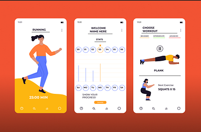 Fitness App app app design figma fitness app illustrator ui ui design uiux ux ux design vector