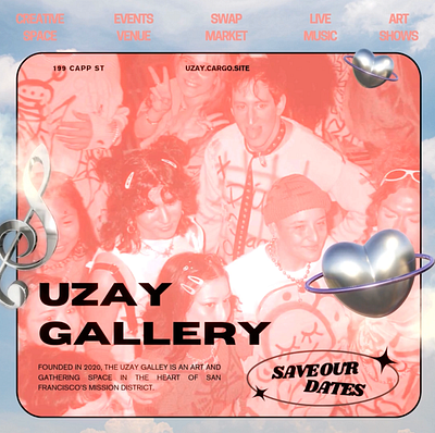 Social Media Motion Graphic for UZAY GALLERY 3d chrome animation event flyer social media graphics