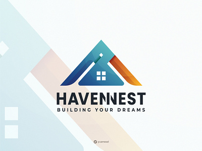 HAVENNEST Creative Real Estate Logo Design abstract branding colorful construction logo design ecommerce gradient graphic design home logo house logo design logo designer logomark logos modern property real estate roof top visual branding