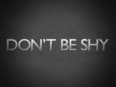 Don't Be Shy bevel chrome dark dirt grey header raised shadow