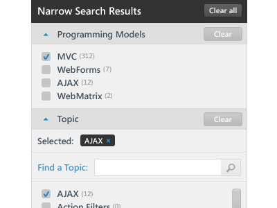 Sidebar - Filter search accordion checkbox flat search segoe sidebar