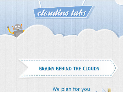 The nice robot clouds ribbon robot web design