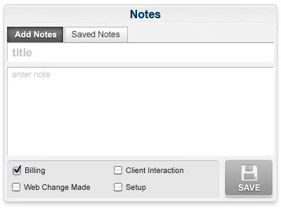 Notes Widget button gray tabs ui web app