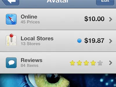 Product Screen avatar icons ios iphone