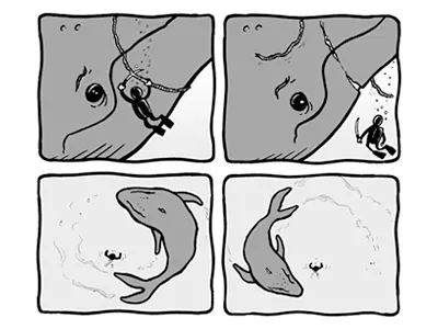 Whale Comic Freedom Sequence comic drawing illustration