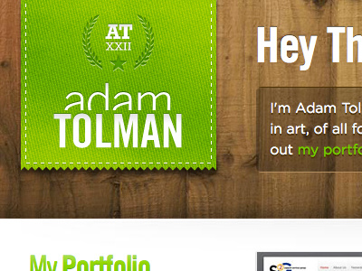 Portfolio Website gotham round green portfolio ribbon trade gothic wood