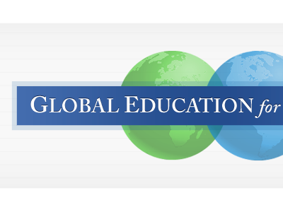 Global Ed banner blue education globe