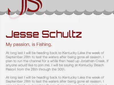 Professional Fisherman first shot fishing personal site web design