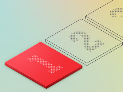 1-2-3 3d dots isometric red square