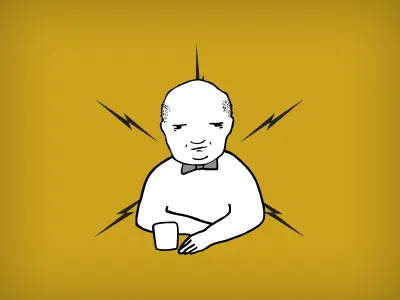 My Barman is friendlier than he looks drawing illustration ochre portrait yellow