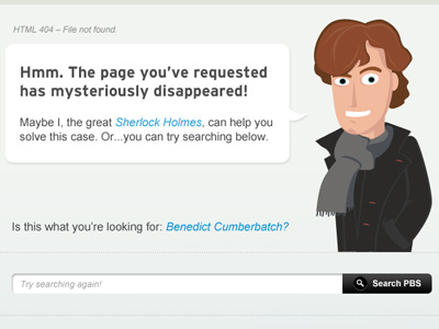 404 Error 404 error character design illustration pbs sherlock