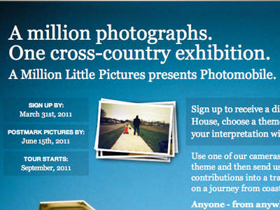 Million Little Pictures cameras css3 disposable photos pictures website