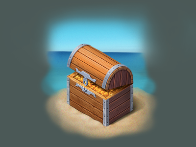 Isometric Treasure Chest blue brown chest game gold icon isometric sea